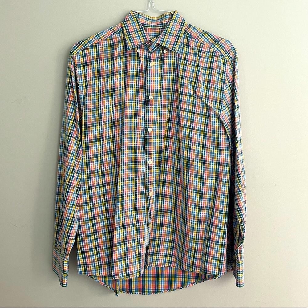 William W Men's Multicolor Checkered Button Up Shirt Size M